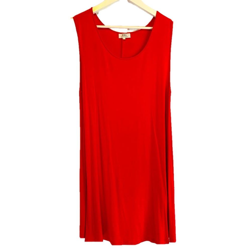 NWOT PIKO Red Bamboo Sleeveless Swing Dress L